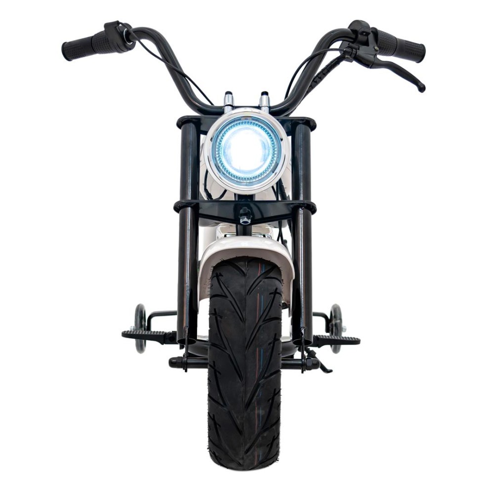 JOKO Elektrická Motorka Chopper Warrior 350W, 36V, nosnosť 80kg, Nafukovacie kolesá, kožené sedadlo, biela