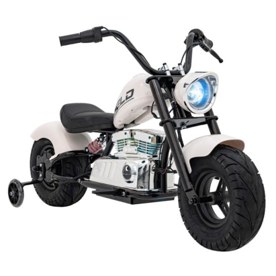 JOKO Elektrická Motorka Chopper Warrior 350W, 36V, nosnosť 80kg, Nafukovacie kolesá, kožené sedadlo, biela