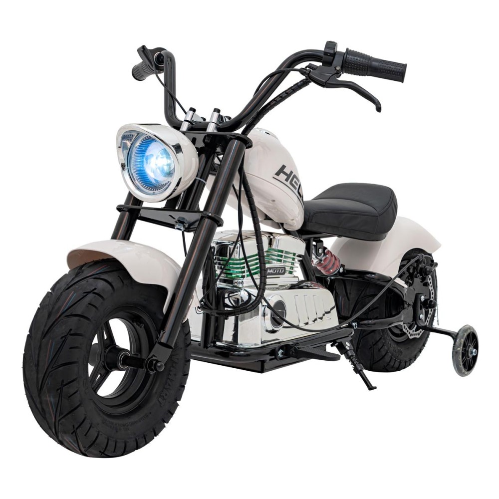 JOKO Elektrická Motorka Chopper Warrior 350W, 36V, nosnosť 80kg, Nafukovacie kolesá, kožené sedadlo, biela
