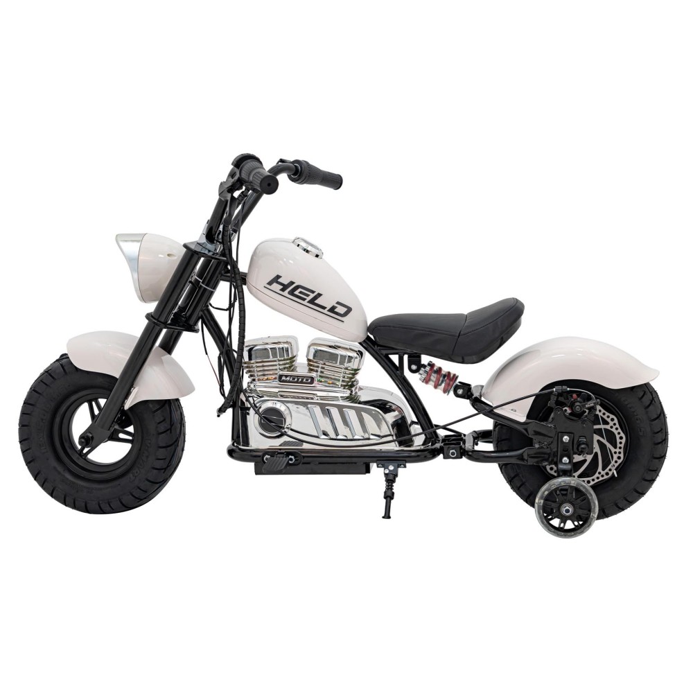 JOKO Elektrická Motorka Chopper Warrior 350W, 36V, nosnosť 80kg, Nafukovacie kolesá, kožené sedadlo, biela