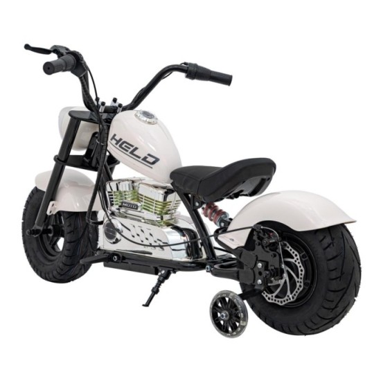 JOKO Elektrická Motorka Chopper Warrior 350W, 36V, nosnosť 80kg, Nafukovacie kolesá, kožené sedadlo, biela