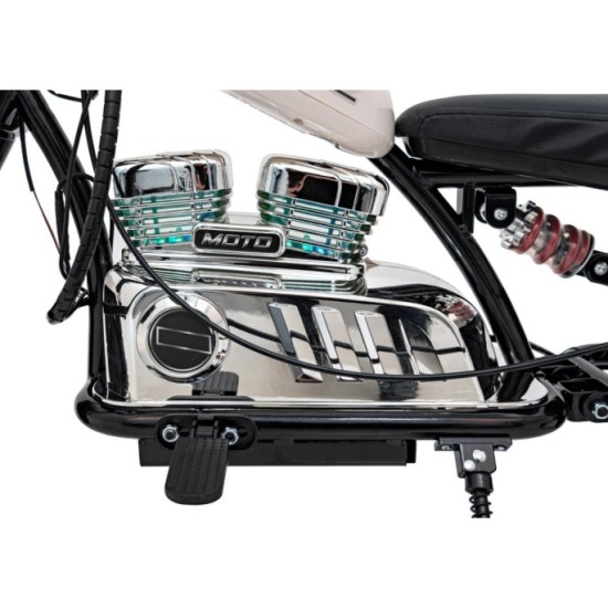 JOKO Elektrická Motorka Chopper Warrior 350W, 36V, nosnosť 80kg, Nafukovacie kolesá, kožené sedadlo, biela