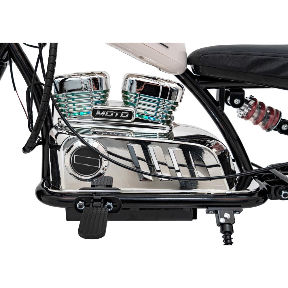 JOKO Elektrická Motorka Chopper Warrior 350W, 36V, nosnosť 80kg, Nafukovacie kolesá, kožené sedadlo, biela