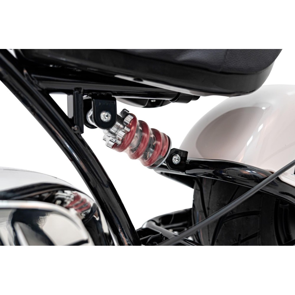 JOKO Elektrická Motorka Chopper Warrior 350W, 36V, nosnosť 80kg, Nafukovacie kolesá, kožené sedadlo, biela