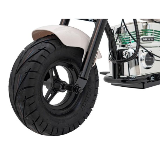 JOKO Elektrická Motorka Chopper Warrior 350W, 36V, nosnosť 80kg, Nafukovacie kolesá, kožené sedadlo, biela