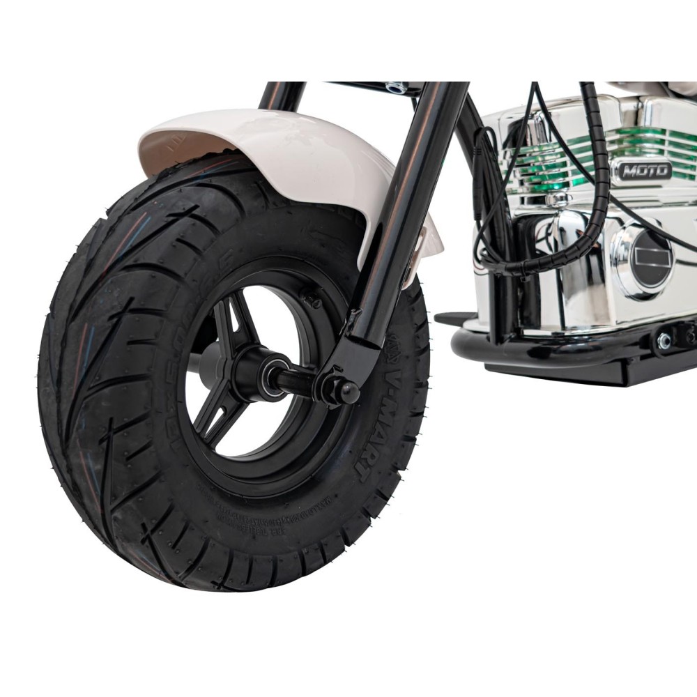 JOKO Elektrická Motorka Chopper Warrior 350W, 36V, nosnosť 80kg, Nafukovacie kolesá, kožené sedadlo, biela
