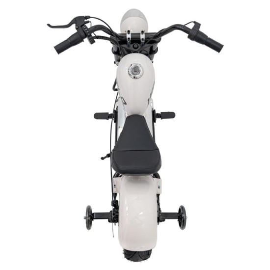 JOKO Elektrická Motorka Chopper Warrior 350W, 36V, nosnosť 80kg, Nafukovacie kolesá, kožené sedadlo, biela