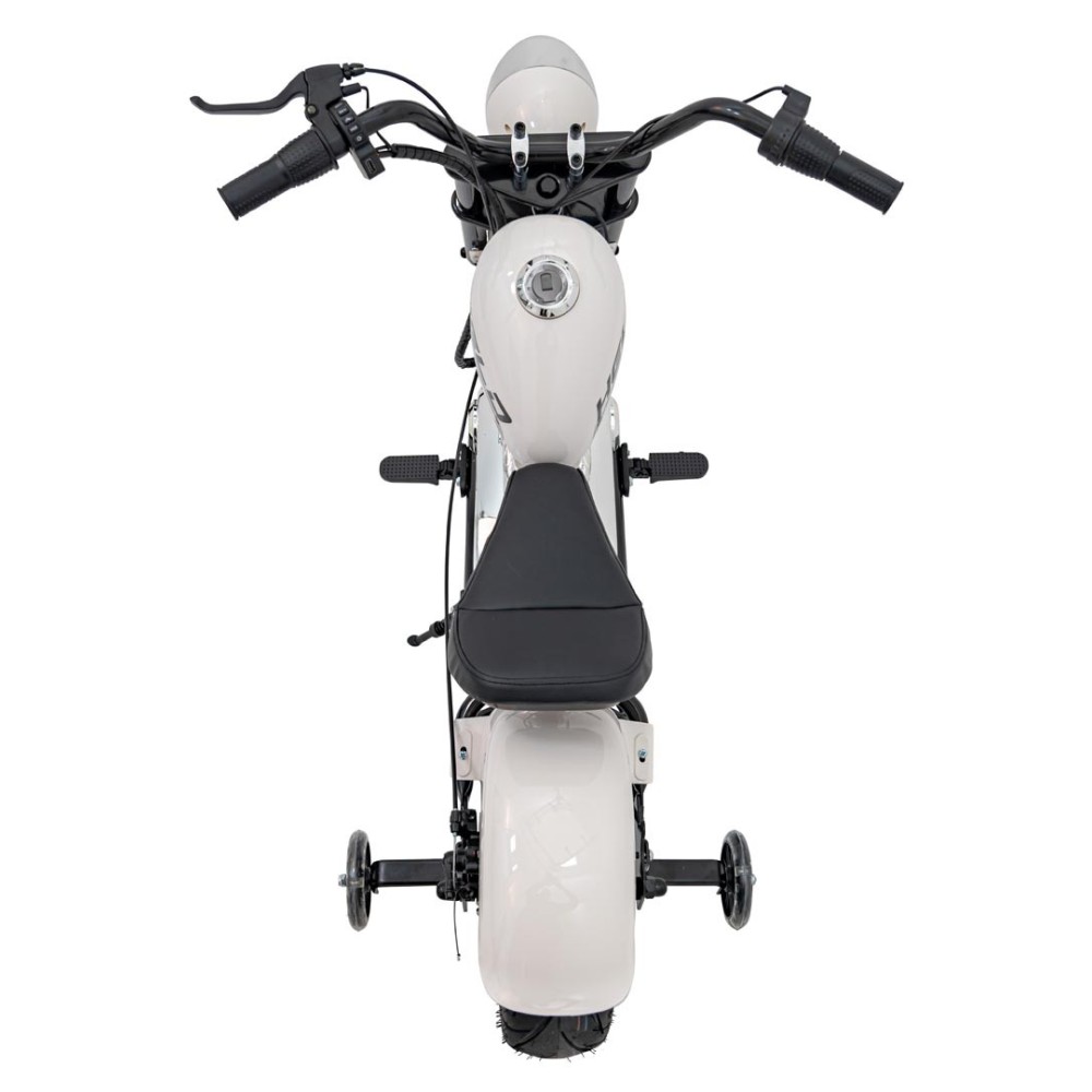 JOKO Elektrická Motorka Chopper Warrior 350W, 36V, nosnosť 80kg, Nafukovacie kolesá, kožené sedadlo, biela