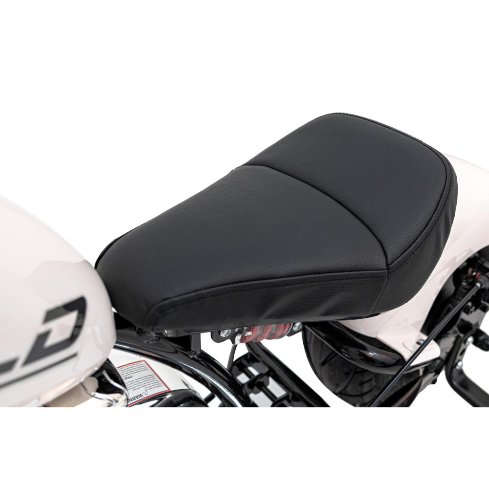 JOKO Elektrická Motorka Chopper Warrior 350W, 36V, nosnosť 80kg, Nafukovacie kolesá, kožené sedadlo, biela