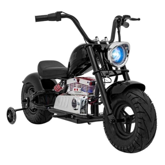 JOKO Elektrická Motorka Chopper Warrior 350W, 36V, nosnosť 80kg, Nafukovacie kolesá, kožené sedadlo, čierna