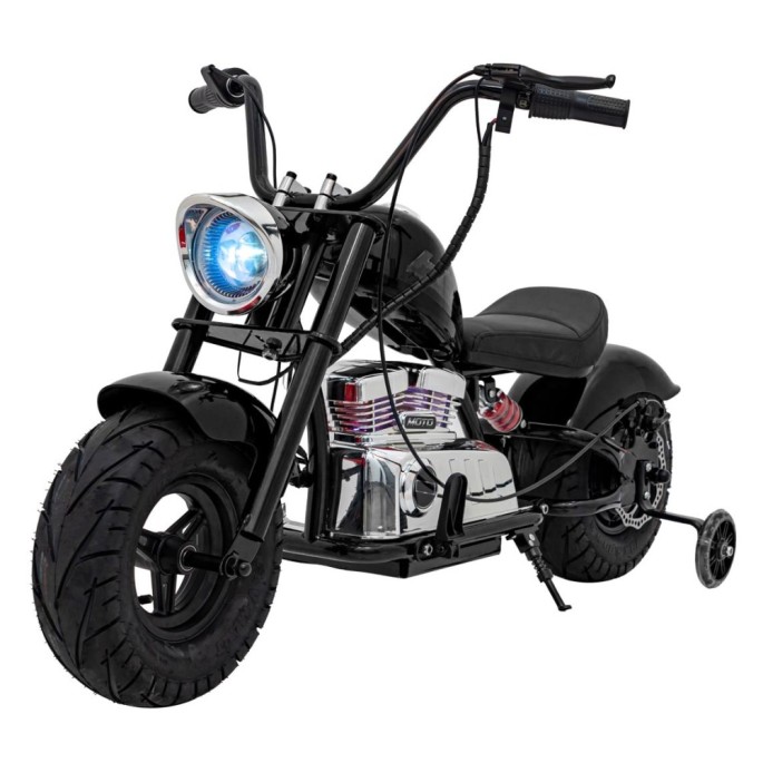 JOKO Elektrická Motorka Chopper Warrior 350W, 36V, nosnosť 80kg, Nafukovacie kolesá, kožené sedadlo, čierna