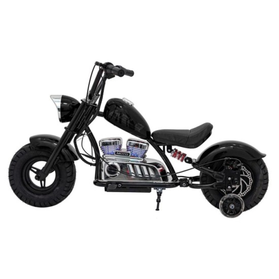 JOKO Elektrická Motorka Chopper Warrior 350W, 36V, nosnosť 80kg, Nafukovacie kolesá, kožené sedadlo, čierna