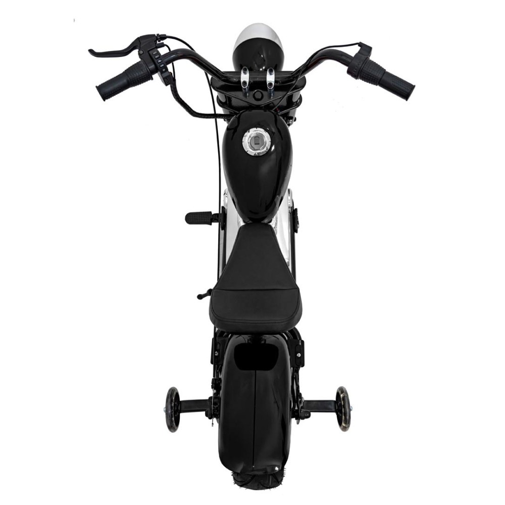 JOKO Elektrická Motorka Chopper Warrior 350W, 36V, nosnosť 80kg, Nafukovacie kolesá, kožené sedadlo, čierna