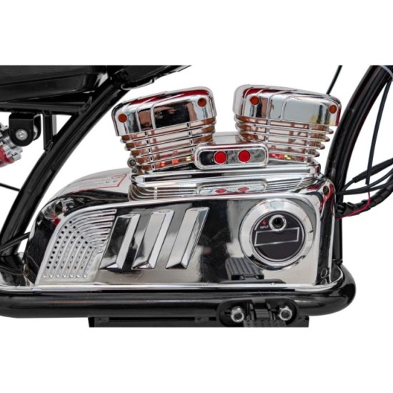 JOKO Elektrická Motorka Chopper Warrior 350W, 36V, nosnosť 80kg, Nafukovacie kolesá, kožené sedadlo, čierna