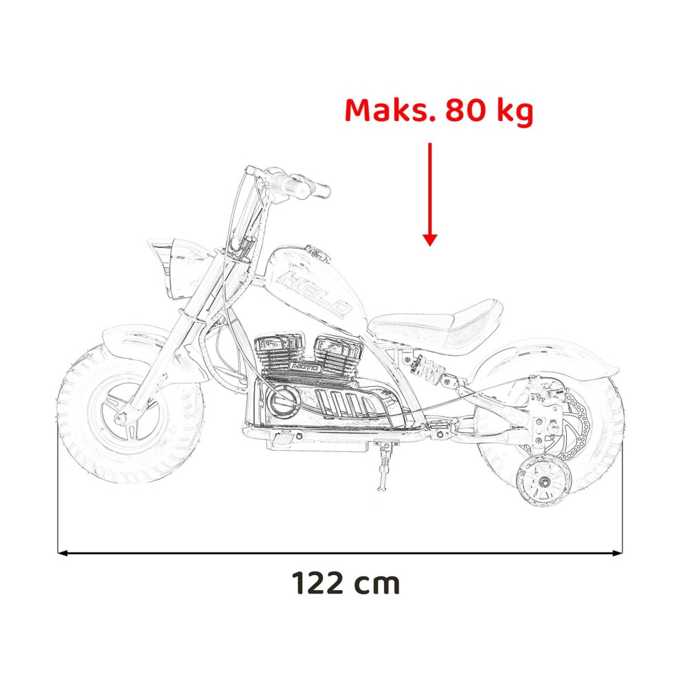 JOKO Elektrická Motorka Chopper Warrior 350W, 36V, nosnosť 80kg, Nafukovacie kolesá, kožené sedadlo, čierna