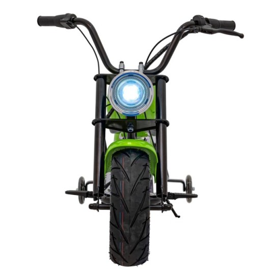 JOKO Elektrická Motorka Chopper Warrior 350W, 36V, nosnosť 80kg, Nafukovacie kolesá, kožené sedadlo, zelená