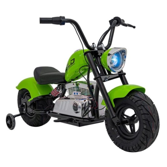 JOKO Elektrická Motorka Chopper Warrior 350W, 36V, nosnosť 80kg, Nafukovacie kolesá, kožené sedadlo, zelená