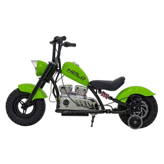 JOKO Elektrická Motorka Chopper Warrior 350W, 36V, nosnosť 80kg, Nafukovacie kolesá, kožené sedadlo, zelená