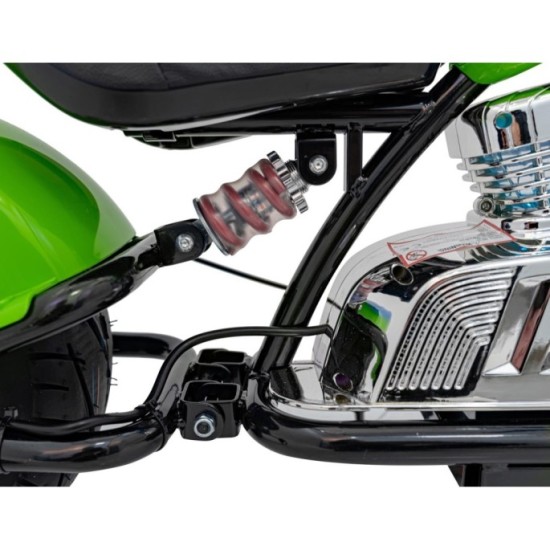 JOKO Elektrická Motorka Chopper Warrior 350W, 36V, nosnosť 80kg, Nafukovacie kolesá, kožené sedadlo, zelená