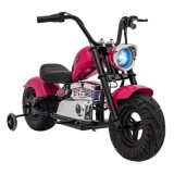 JOKO Elektrická Motorka Chopper Warrior 350W, 36V, nosnosť 80kg, Nafukovacie kolesá, kožené sedadlo, ružová