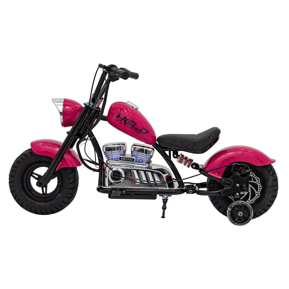JOKO Elektrická Motorka Chopper Warrior 350W, 36V, nosnosť 80kg, Nafukovacie kolesá, kožené sedadlo, ružová