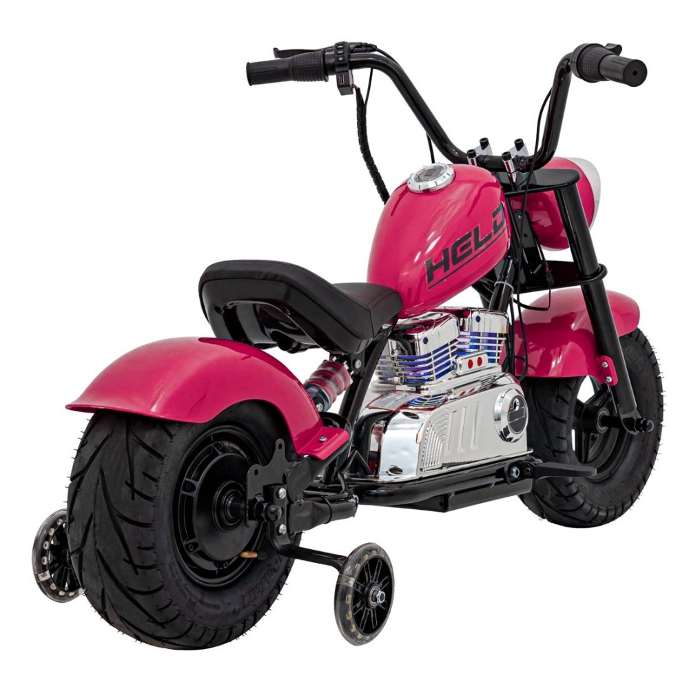 JOKO Elektrická Motorka Chopper Warrior 350W, 36V, nosnosť 80kg, Nafukovacie kolesá, kožené sedadlo, ružová