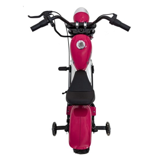 JOKO Elektrická Motorka Chopper Warrior 350W, 36V, nosnosť 80kg, Nafukovacie kolesá, kožené sedadlo, ružová