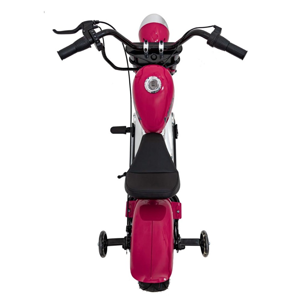 JOKO Elektrická Motorka Chopper Warrior 350W, 36V, nosnosť 80kg, Nafukovacie kolesá, kožené sedadlo, ružová