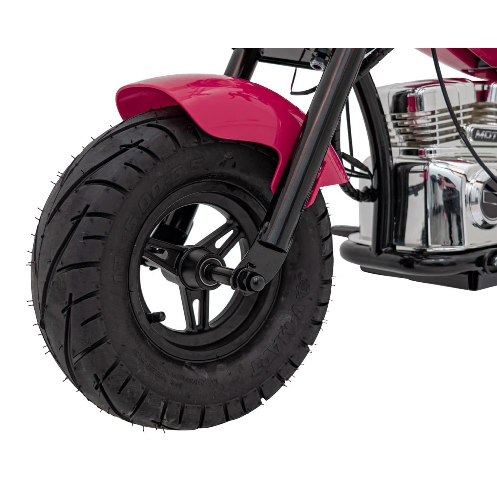 JOKO Elektrická Motorka Chopper Warrior 350W, 36V, nosnosť 80kg, Nafukovacie kolesá, kožené sedadlo, ružová