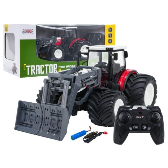 JOKO RC Traktor Buldozér na diaľkové ovládanie, červený
