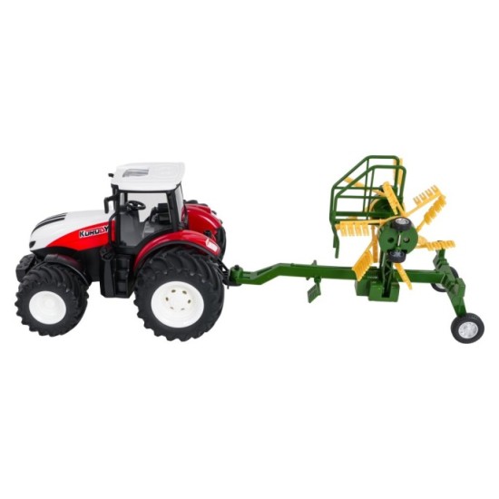 JOKO RC Traktor s Hrabačkou na diaľkové ovládanie a svetlom 1:24, červený