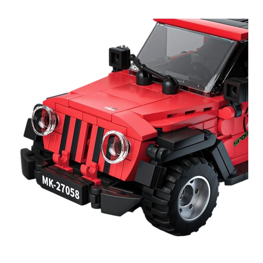 Mould King Technická Stavebnica Jeep Wrangler 414ks + Vitrína, červený