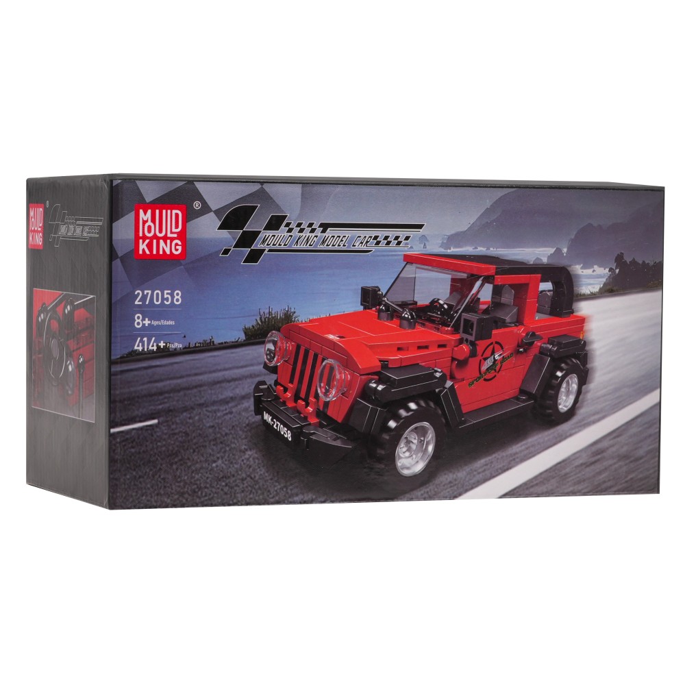 Mould King Technická Stavebnica Jeep Wrangler 414ks + Vitrína, červený