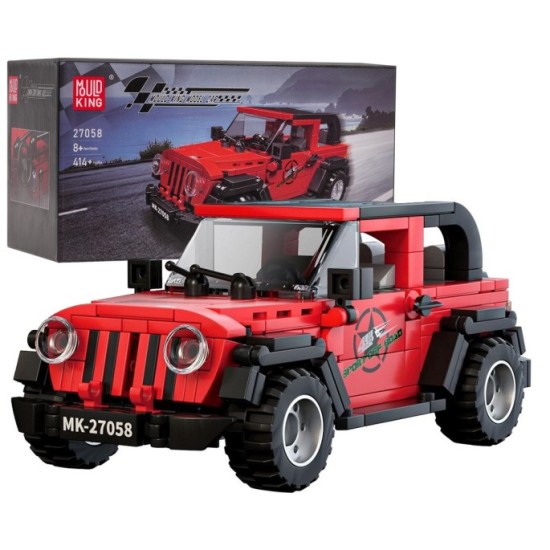 Mould King Technická Stavebnica Jeep Wrangler 414ks + Vitrína, červený