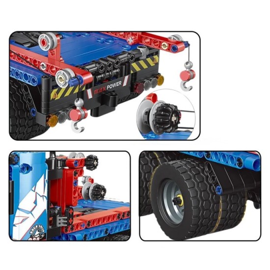 Mould King RC Technická Stavebnica Kamión Ťažký ťahač 1064ks na diaľkové ovládanie, modrý