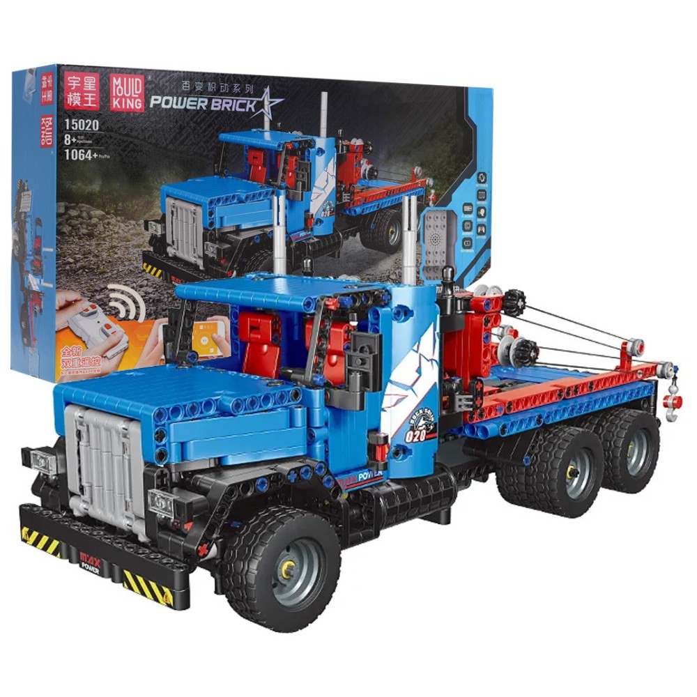 Mould King RC Technická Stavebnica Kamión Ťažký ťahač 1064ks na diaľkové ovládanie, modrý