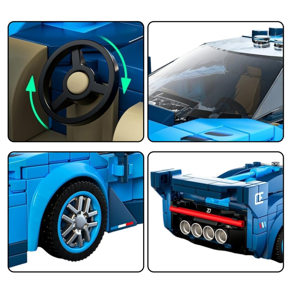 Mould King Technická Stavebnica Pretekárske Auto Speed Champions GT Racing 336ks + Vitrína, modré