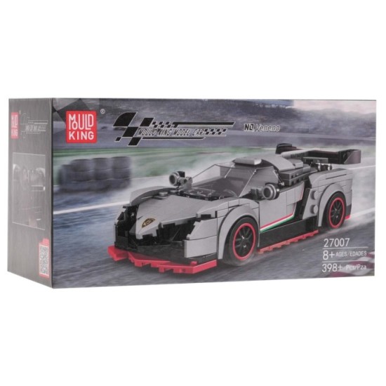 MOULD KING Technická Stavebnica Športové Auto Lambo 398ks + Vitrína, biele