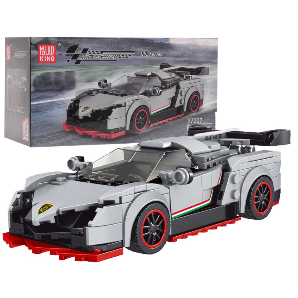 MOULD KING Technická Stavebnica Športové Auto Lambo 398ks + Vitrína, biele