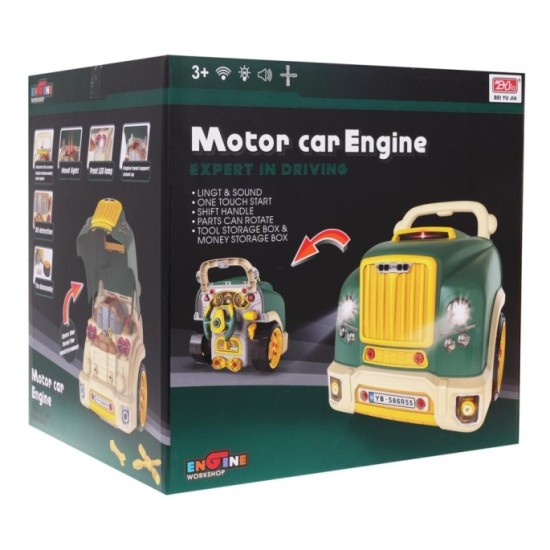 JOKO Detská Autodielňa, Sada Malého Automechanika Kamión s volantom, so svetlom a zvukom, auto na učenie opravovať, zelený