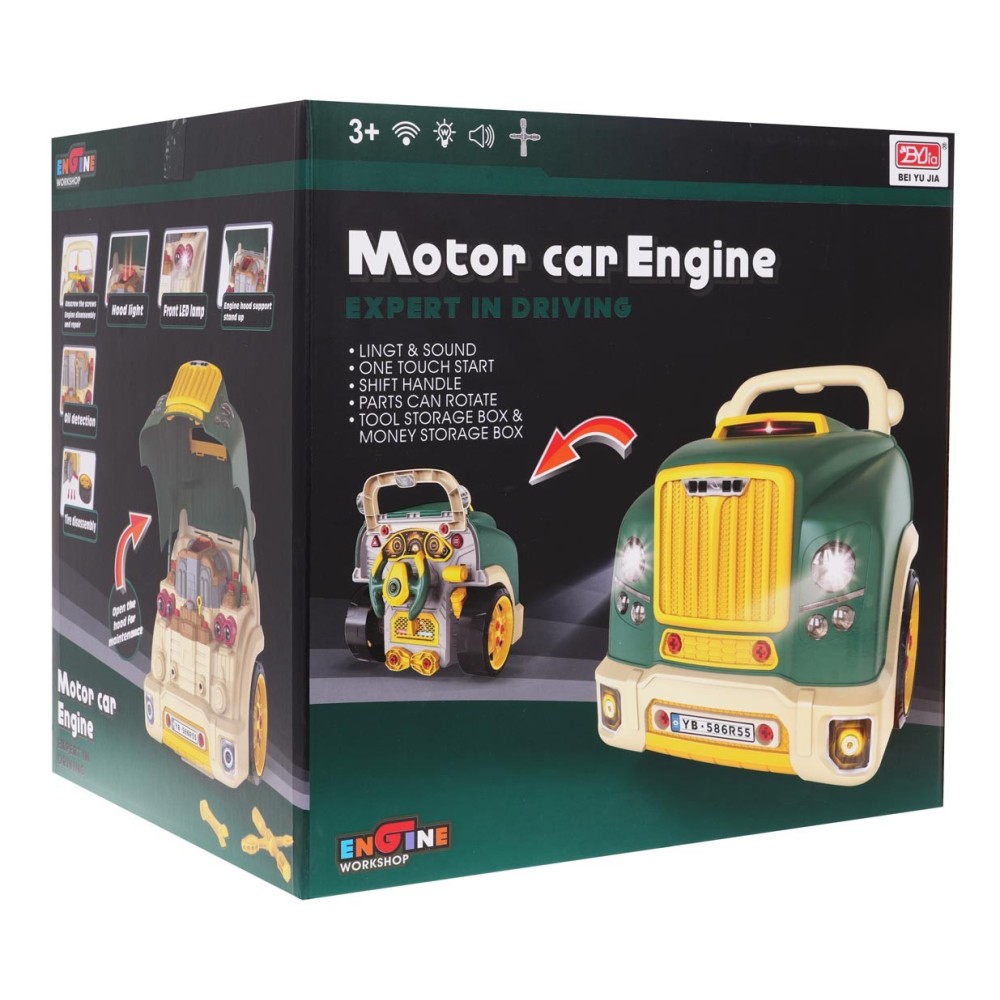 JOKO Detská Autodielňa, Sada Malého Automechanika Kamión s volantom, so svetlom a zvukom, auto na učenie opravovať, zelený