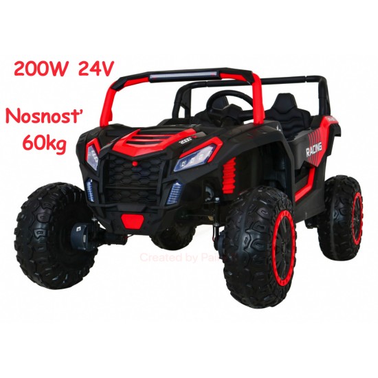 JOKO Elektrické autíčko Buggy 4x4 ATV Racing 200W 24V, nosnosť 60kg, Dvojmiestne, penové kolesá, červené