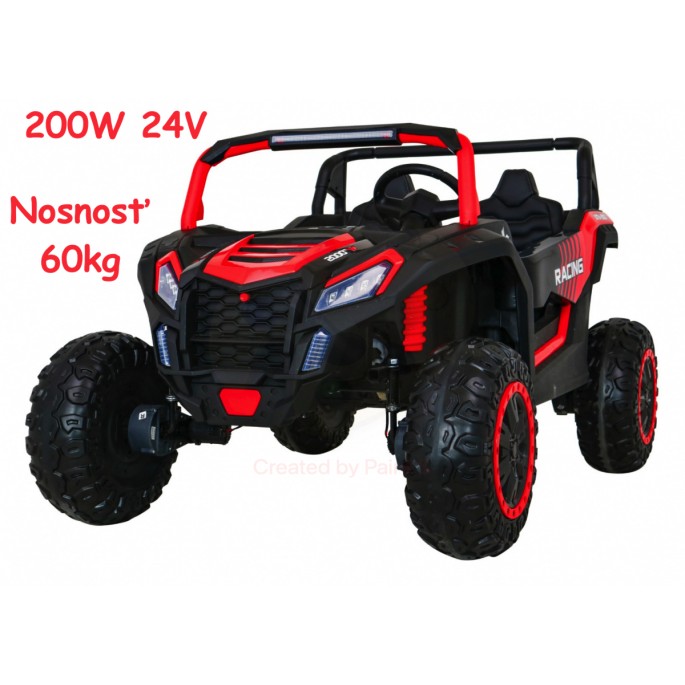 JOKO Elektrické autíčko Buggy 4x4 ATV Racing 200W 24V, nosnosť 60kg, Dvojmiestne, penové kolesá, červené
