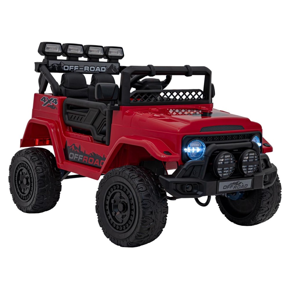 JOKO Elektrické autíčko Jeep Off-Road CLIMBER, penové kolesá, kožené sedadlo, červené