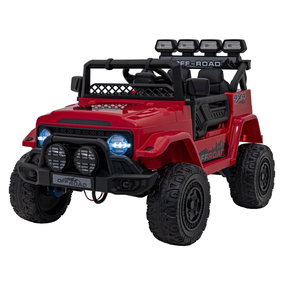 JOKO Elektrické autíčko Jeep Off-Road CLIMBER, penové kolesá, kožené sedadlo, červené