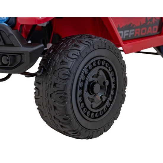 JOKO Elektrické autíčko Jeep Off-Road CLIMBER, penové kolesá, kožené sedadlo, červené