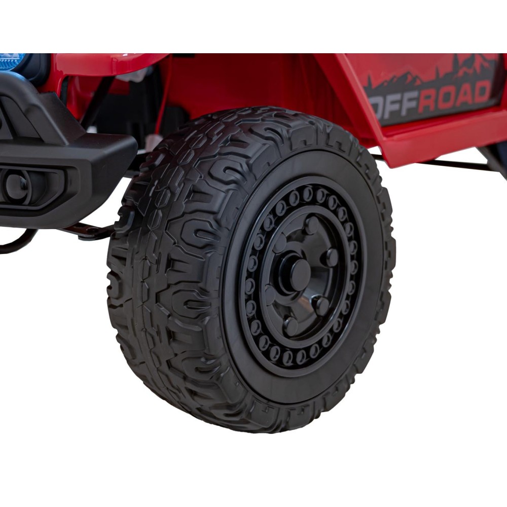 JOKO Elektrické autíčko Jeep Off-Road CLIMBER, penové kolesá, kožené sedadlo, červené