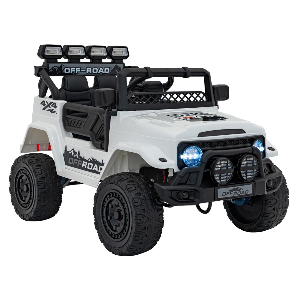 JOKO Elektrické autíčko Jeep Off-Road CLIMBER, penové kolesá, kožené sedadlo, biele