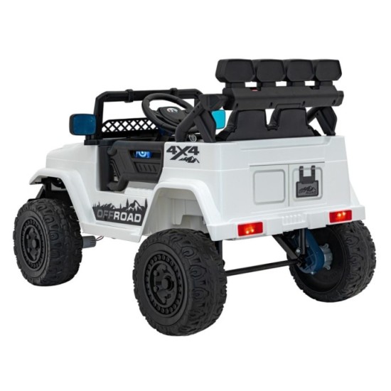 JOKO Elektrické autíčko Jeep Off-Road CLIMBER, penové kolesá, kožené sedadlo, biele