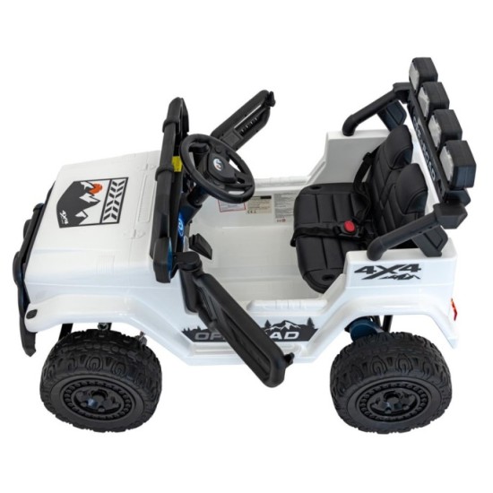 JOKO Elektrické autíčko Jeep Off-Road CLIMBER, penové kolesá, kožené sedadlo, biele